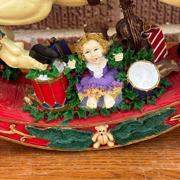 Christmas Holiday Resin Rocking Horse with gifts doll Teddy Bear - Picture 4 of 9